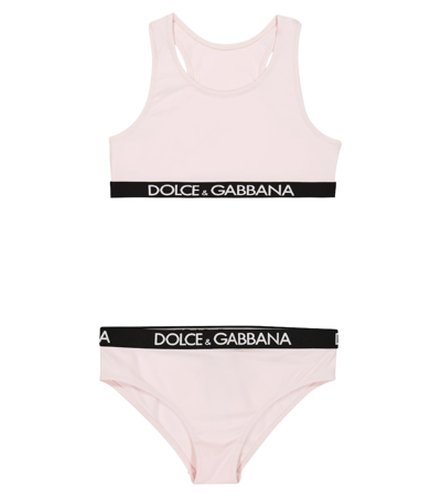 Dolce & Gabbana Kids' Logo-trim Underwear Set In Pink