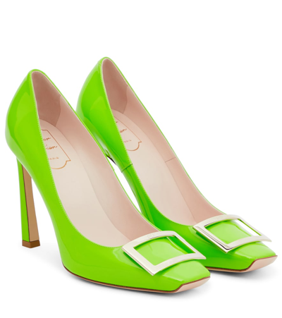 Roger Vivier Trompette Patent Leather Pumps In Verde Parakeet