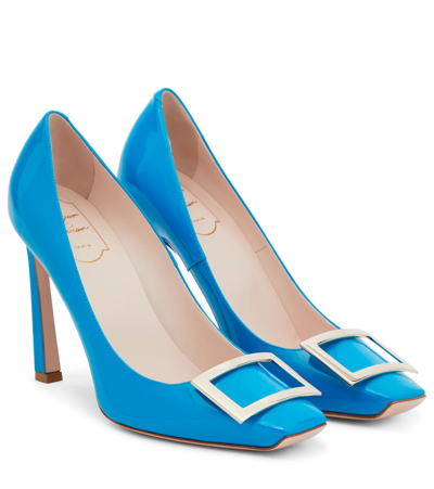 Roger Vivier Trompette Patent Leather Pumps In Turchese