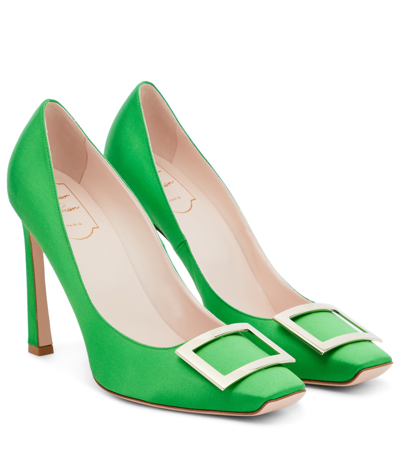 Roger Vivier Trompette Satin Pumps In Smeraldo