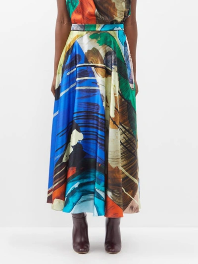 Roksanda Stained-glass High-waist Silk-satin Skirt In Multi