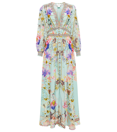 Camilla Embellished Floral Silk Maxi Dress In Love Web