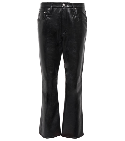 Citizens Of Humanity Isola Leather Bootcut Ankle Pants In Black
