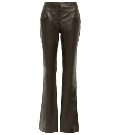 Altuzarra Serge Leather Bootcut Trousers In Nori Melange