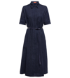 Altuzarra Kieran Belted Denim Serge Midi Shirtdress In Berry Blue
