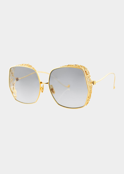 Anna-karin Karlsson Nouveau Romantica Round Stainless Steel Sunglasses In Gold