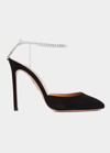 Aquazzura Ice Suede Crystal-strap Pumps In Black