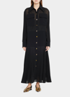 Proenza Schouler Paneled Crepe And Pleated Chiffon Maxi Dress In Black