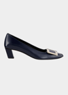 Roger Vivier Belle Vivier Patent Leather 45mm Block-heel Pumps In Navy