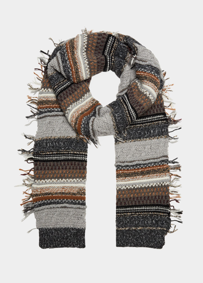 Chloé Gray Recycled Cashmere Scarf In Multicolor Grey 1