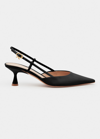 Gianvito Rossi Vitello Calf Leather Slingback Mules In Black