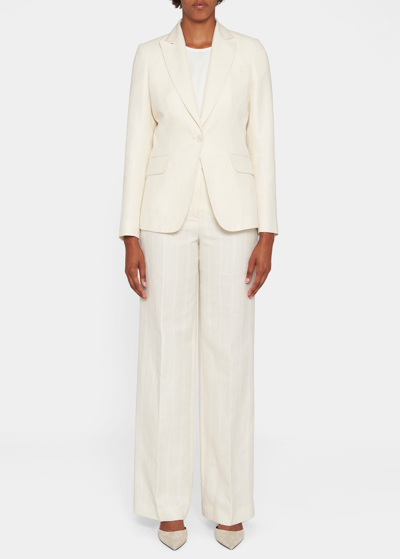 Kiton Tonal Pinstripe Linen Jacket In White