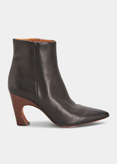 Chloé Oli Leather Ankle Booties In Noir