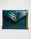 Saint Laurent Loulou Medium Calf Flap-top Shoulder Bag In Sea Turquoise