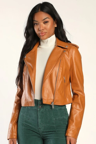 Avec Les Filles Faux Leather Jacket In Brown