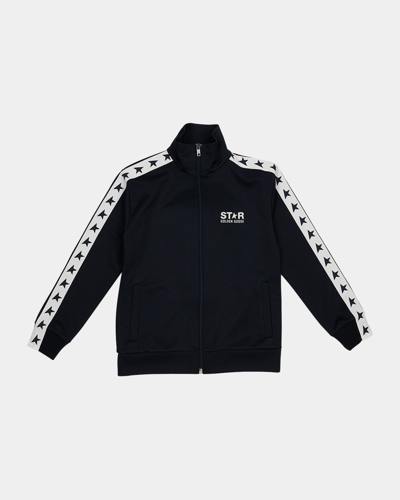 Golden Goose Boy's Zipped Star-printed Track Jacket In Dark Blue White