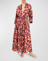 Everyday Ritual Colette Long Sateen Robe In Painter's Pallet