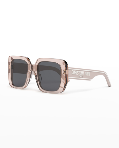Dior Wil S3u Pink Oversized Square Sunglasses In Shiny Pink/smoke