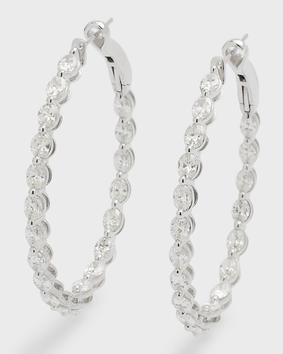 Neiman Marcus Diamonds 18k White Gold Round Diamond Hoop Earrings