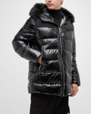 Gorski Men's Apres Ski Parka With Detachable Lamb Shearling Hood Trim In Black