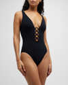 Karla Colletto Morgan V-neck Silent Underwire One-piece Swimsuit In Black