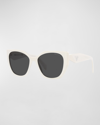 Prada Geometric Square Acetate Sunglasses In Bone