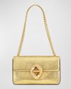 REBECCA MINKOFF THE G SMALL METALLIC LEATHER SHOULDER BAG