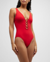 Karla Colletto Morgan V-neck Silent Underwire One-piece Swimsuit In Cherry
