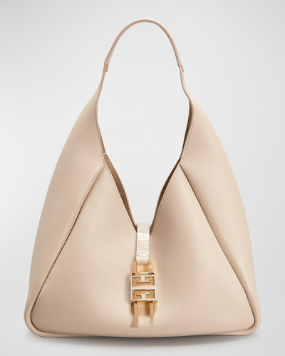 Givenchy G-hobo Leather Shoulder Bag In Natural Beige