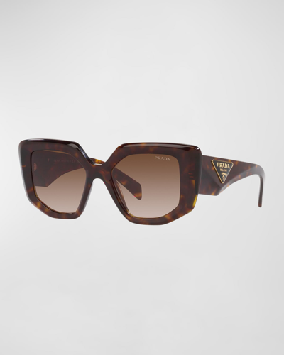 Prada Logo Emblem Acetate Cat-eye Sunglasses In Black