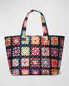 Mz Wallace Metro Deluxe Large Printed Tote Bag In Crochet Print