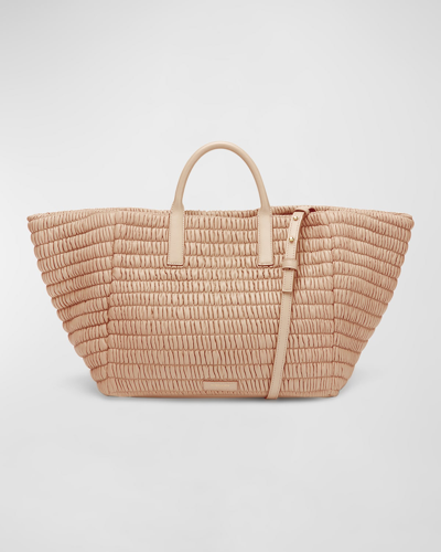 Demellier Lisbon Padded Leather Tote Bag In Neutrals