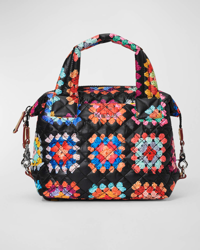 Mz Wallace Sutton Deluxe Small Printed Crossbody Bag In Multi Flower Quilt/silver