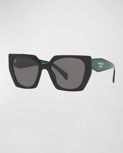 Prada 54mm Polarized Irregular Sunglasses In Black