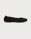 Tory Burch Claire Suede Ballet Flats In Black
