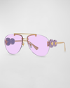 Versace Double Medusa Aviator Sunglasses, Female, Onul, One Size