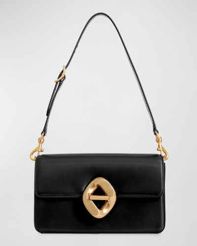 Rebecca Minkoff Small Oversize Ring Leather Shoulder Bag In Black