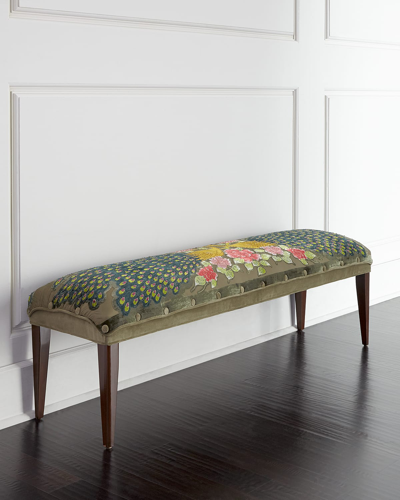 Haute House Peacock Bench, 62" In Peacock Pattern