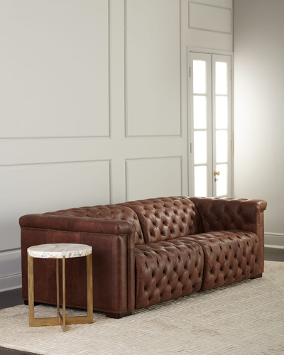Hooker Furniture Luca Tufted Leather Motion Sofa, 88" In Dark Brown