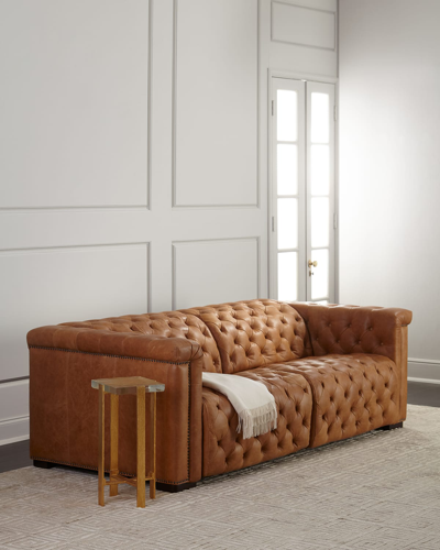 Hooker Furniture Luca Tufted Leather Motion Sofa, 88" In Camel
