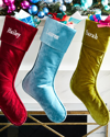 D. Stevens Velvet Christmas Stocking, Personalized In Aqua