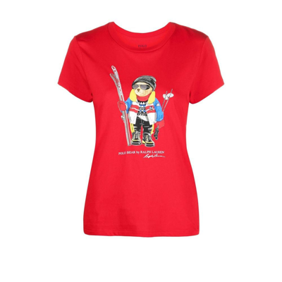 Polo Ralph Lauren Ski Bear T-short Sleeve-t-shirt In Red