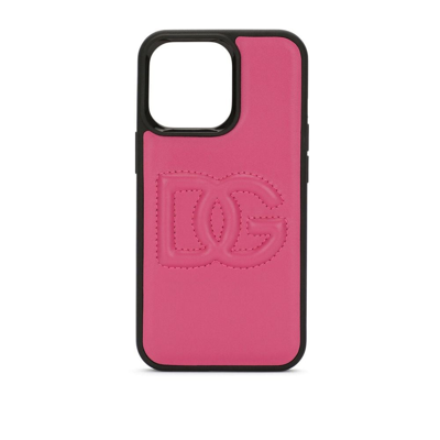 Dolce & Gabbana Embossed-logo Iphone Case In Pink