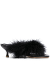 Sleeper Black Pom Heeled Sandals In Black
