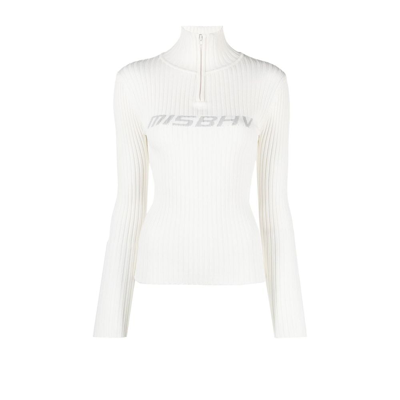 Misbhv White Knitted Quarter-zip Ski Turtleneck