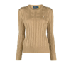 Polo Ralph Lauren Cable Knit Wool And Cashmere Sweater In Neutrals
