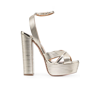 Aquazzura Sundance 140 Metallic Leather Platform Sandals In Gold