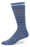Lorenzo Uomo Stripe Wool Blend Dress Socks In Denim