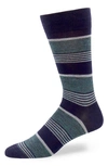 Lorenzo Uomo Stripe Wool Blend Dress Socks In Navy