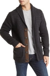 Schott Wool Blend Cardigan Sweater In Heather Black